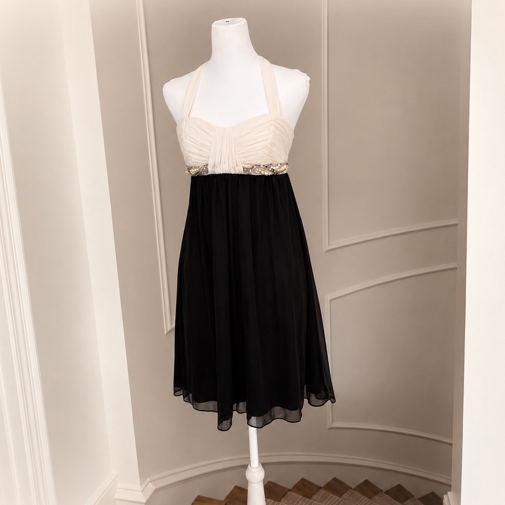 Retro Hollywood Glam Evening Dress‎ Chiffon Pearls/Stones Halter or strapless M